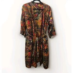 Vintage Nautica Robe Lightweight Cotton Tropical Print One Size Kimono